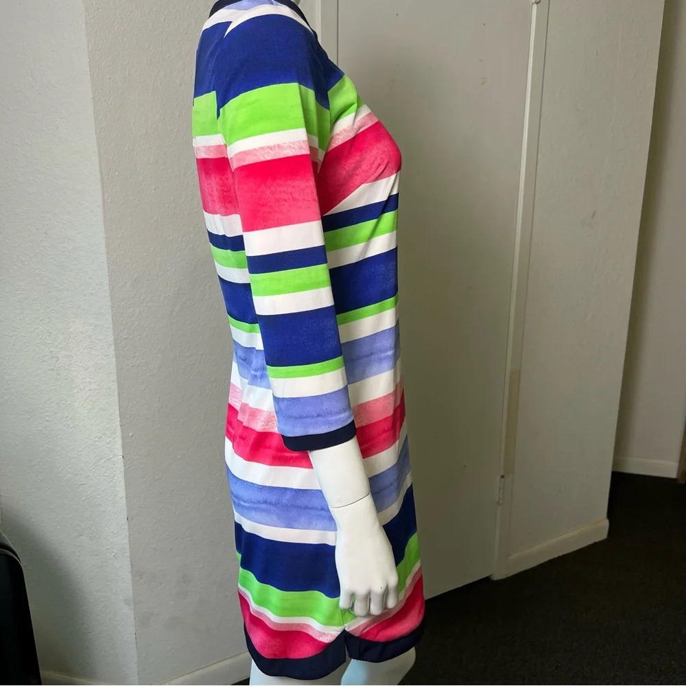 Vince Camuto Striped Watercolor Dress Sz 8 - Picture 3 of 12